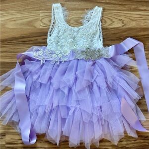 🆕 Lilac Tulle Flower Girl Dress Sz9